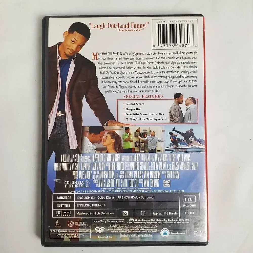 Hitch (DVD, Full Screen, 2005) Will Smith, Kevin James – Romantic Comedy